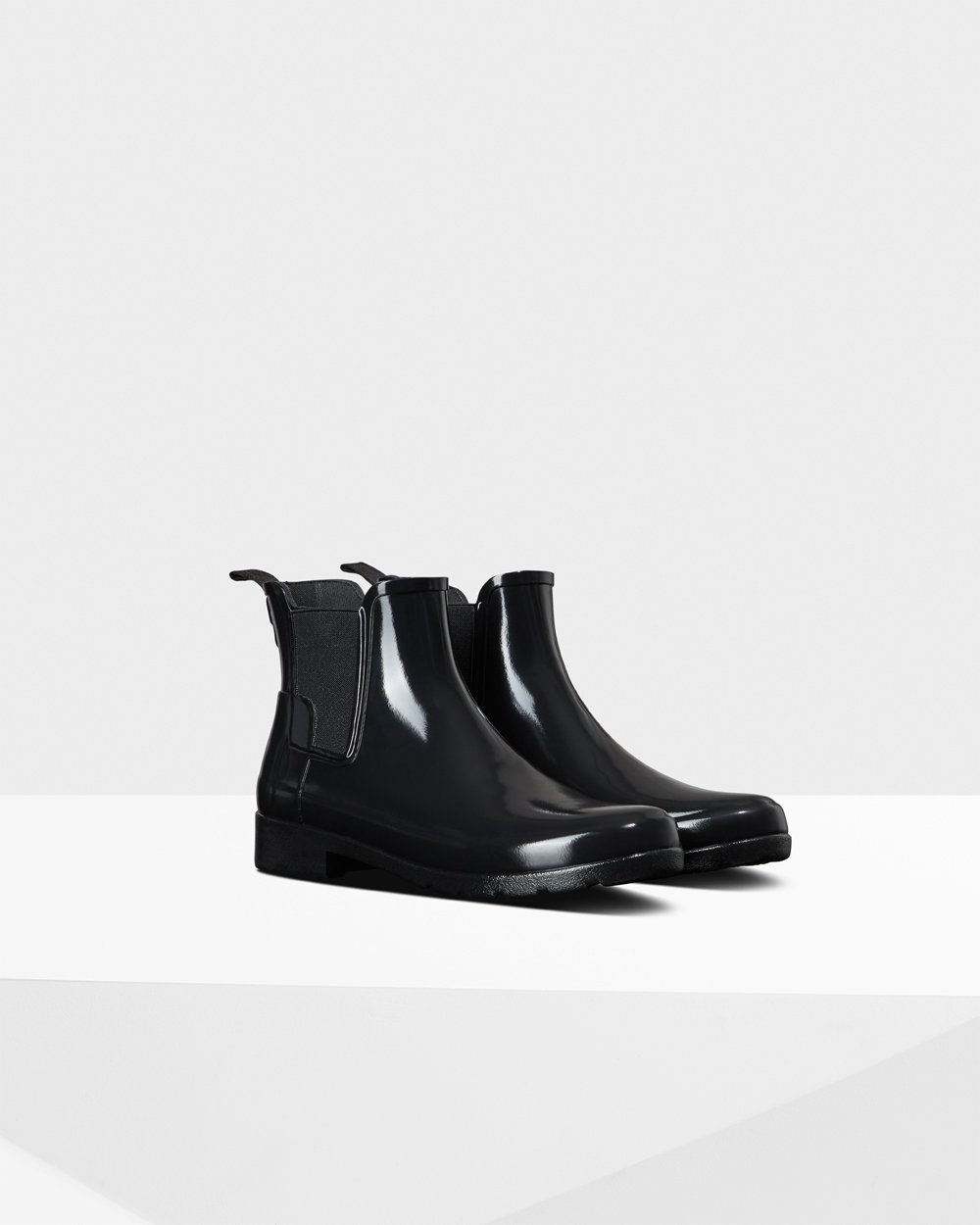 Hunter Mujer Refined Gloss Slim Fit - Botas Chelsea Negras - 831-DMRSFO